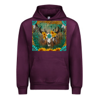 Mauve Wine boho bullskull Urban Hoodie - RanaPortraitStore