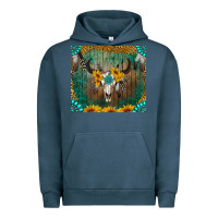 Pigment Midnight Navy boho bullskull Urban Hoodie - RanaPortraitStore