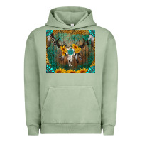 Pigment Oil Green boho bullskull Urban Hoodie - RanaPortraitStore