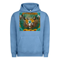 Pigment Pebble Blue boho bullskull Urban Hoodie - RanaPortraitStore