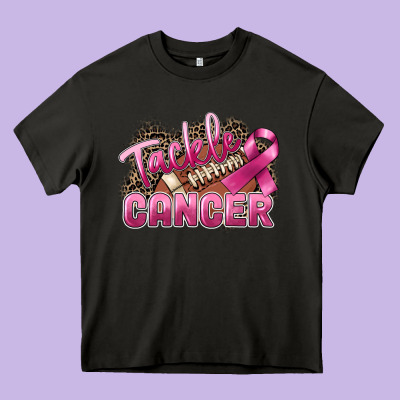 Tackle Cancer Football Heavy Core Tee Designed By Fadigitalartstudio