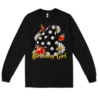 Black ladybug birthday girl age 4 Long Sleeve Tee - LillyAllenDesigns