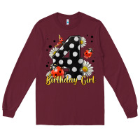 Burgundy ladybug birthday girl age 4 Long Sleeve Tee - LillyAllenDesigns