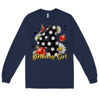 Navy ladybug birthday girl age 4 Long Sleeve Tee - LillyAllenDesigns