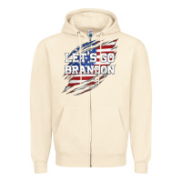Sandshell Let's Go Brandon Ripped Cloth with American Flag Zipper Hoodie - Jasminsmagicworld