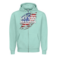 Seafoam Let's Go Brandon Ripped Cloth with American Flag Zipper Hoodie - Jasminsmagicworld