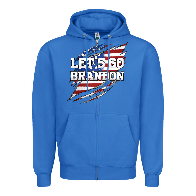 Let's Go Brandon Ripped Cloth With American Flag Zipper Hoodie by Jasminsmagicworld | Teevron