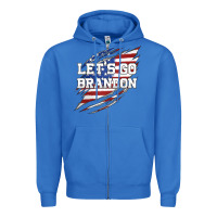 True Royal Let's Go Brandon Ripped Cloth with American Flag Zipper Hoodie - Jasminsmagicworld