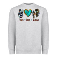 Heather Grey Peace Love Indians Heavyweight Sweatshirt - Jasminsmagicworld