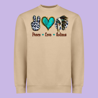 Peace Love Indians Heavyweight Sweatshirt Designed By Jasminsmagicworld