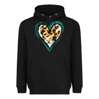 Black Glitter Leopard Heart Heavyweight Hoodie - Jasminsmagicworld