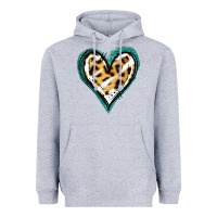 Heather Grey Glitter Leopard Heart Heavyweight Hoodie - Jasminsmagicworld