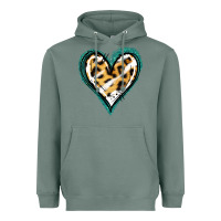 Sage Glitter Leopard Heart Heavyweight Hoodie - Jasminsmagicworld