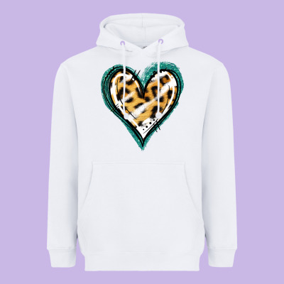 Glitter Leopard Heart Heavyweight Hoodie Designed By Jasminsmagicworld