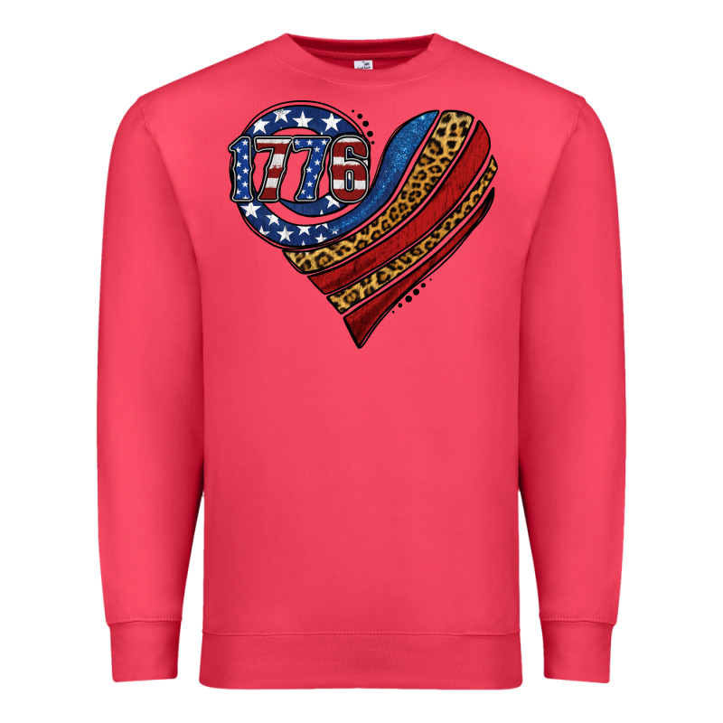 American Western Leopard Flag Heart Premium Sweatshirt by Jasminsmagicworld | Teevron