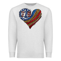 Oatmeal Heather american western leopard flag heart Premium Sweatshirt - Jasminsmagicworld