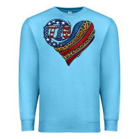 Ocean Blue american western leopard flag heart Premium Sweatshirt - Jasminsmagicworld