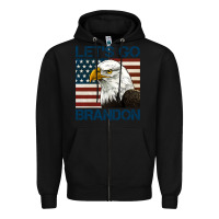 Black american bald eagle let's go brandon Zipper Hoodie - Jasminsmagicworld