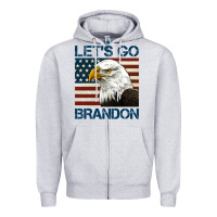 Heather Grey american bald eagle let's go brandon Zipper Hoodie - Jasminsmagicworld