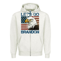 Oatmeal Heather american bald eagle let's go brandon Zipper Hoodie - Jasminsmagicworld