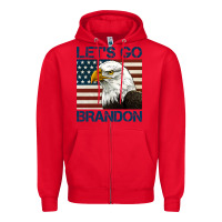 Red american bald eagle let's go brandon Zipper Hoodie - Jasminsmagicworld