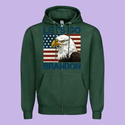 American Bald Eagle Let's Go Brandon Zipper Hoodie Designed By Jasminsmagicworld