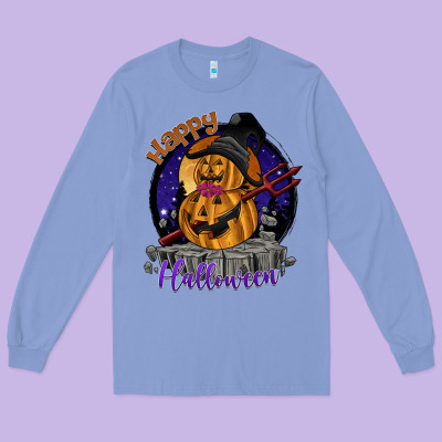 Happy Halloween Long Sleeve Tee Designed By Sublimationcraftshop
