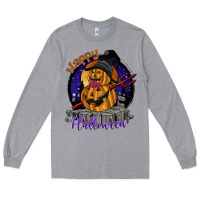 Heather Grey Happy Halloween Long Sleeve Tee - SublimationCraftShop