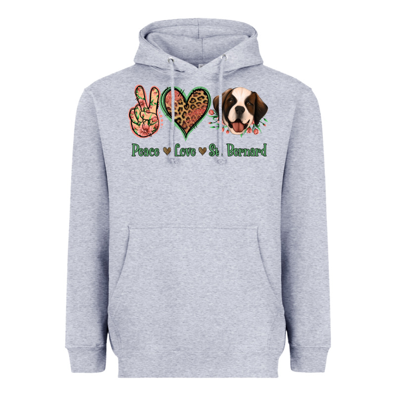 Peace Love St. Bernard Heavyweight Hoodie by Jasminsmagicworld | Teevron