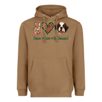 Toasted Coconut Peace Love St. Bernard Heavyweight Hoodie - Jasminsmagicworld