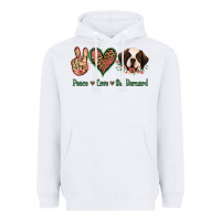 White Peace Love St. Bernard Heavyweight Hoodie - Jasminsmagicworld