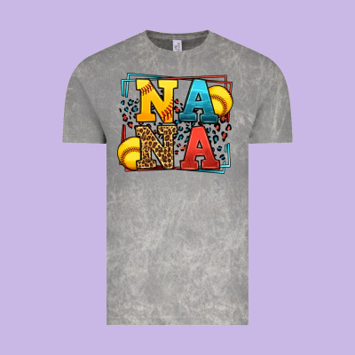 Softball Nana Leopard Frame Vintage Tee Designed By Lillyallendesigns