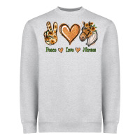 Heather Grey Peace Love Horses Heavyweight Sweatshirt - Jasminsmagicworld