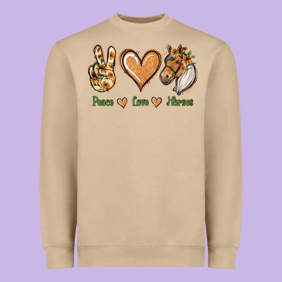 Peace Love Horses Heavyweight Sweatshirt Designed By Jasminsmagicworld