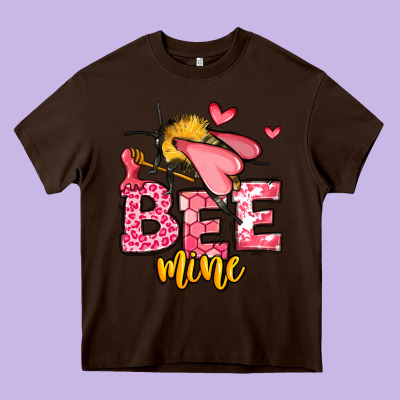 Bee Mine Valentines Day Heavy Core Tee Designed By Oliviacreatesart