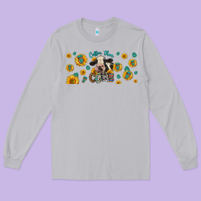 Coffee Then Cows Long Sleeve Tee Designed By Lillyallendesigns
