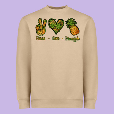 Peace Love Pineapple Heavyweight Sweatshirt Designed By Jasminsmagicworld