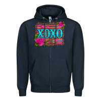 Navy xoxo valentine's day pink roses and hearts Zipper Hoodie - Jasminsmagicworld