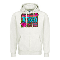 Oatmeal Heather xoxo valentine's day pink roses and hearts Zipper Hoodie - Jasminsmagicworld