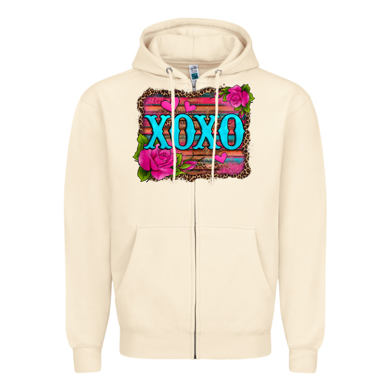 Xoxo Valentine's Day Pink Roses And Hearts Zipper Hoodie by Jasminsmagicworld | Teevron