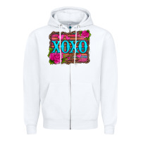White xoxo valentine's day pink roses and hearts Zipper Hoodie - Jasminsmagicworld