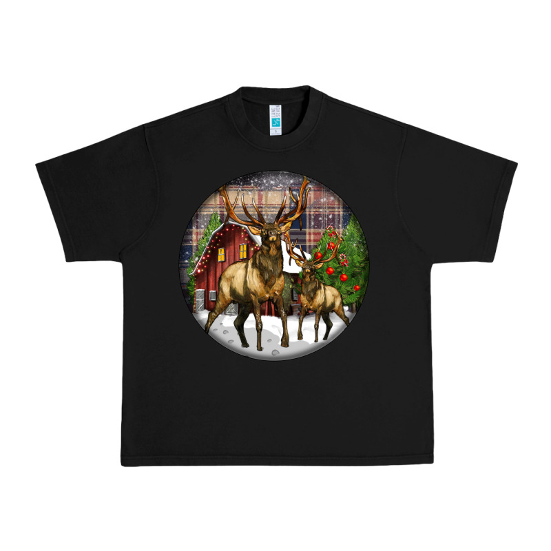 Elk Buck Deer Christmas Urban Heavy Tee by LillyAllenDesigns | Teevron