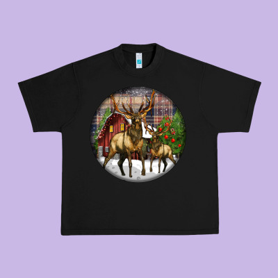 Elk Buck Deer Christmas Urban Heavy Tee Designed By Lillyallendesigns