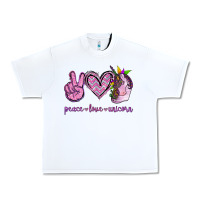 White Peace Love Unicorn Urban Heavy Tee - Jasminsmagicworld