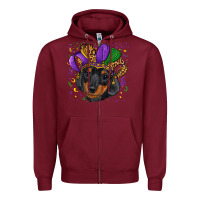 Burgundy mardi gras hat dachshund puppy Zipper Hoodie - RanaPortraitStore