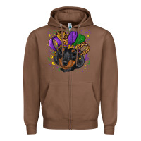 Chestnut mardi gras hat dachshund puppy Zipper Hoodie - RanaPortraitStore