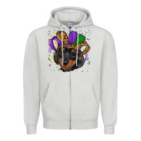 Dove Grey mardi gras hat dachshund puppy Zipper Hoodie - RanaPortraitStore