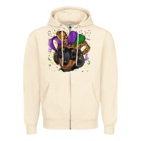 Sandshell mardi gras hat dachshund puppy Zipper Hoodie - RanaPortraitStore