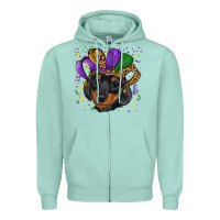 Mardi Gras Hat Dachshund Puppy Zipper Hoodie | Teevron
