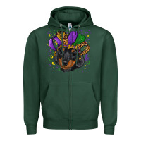 Sports Green mardi gras hat dachshund puppy Zipper Hoodie - RanaPortraitStore